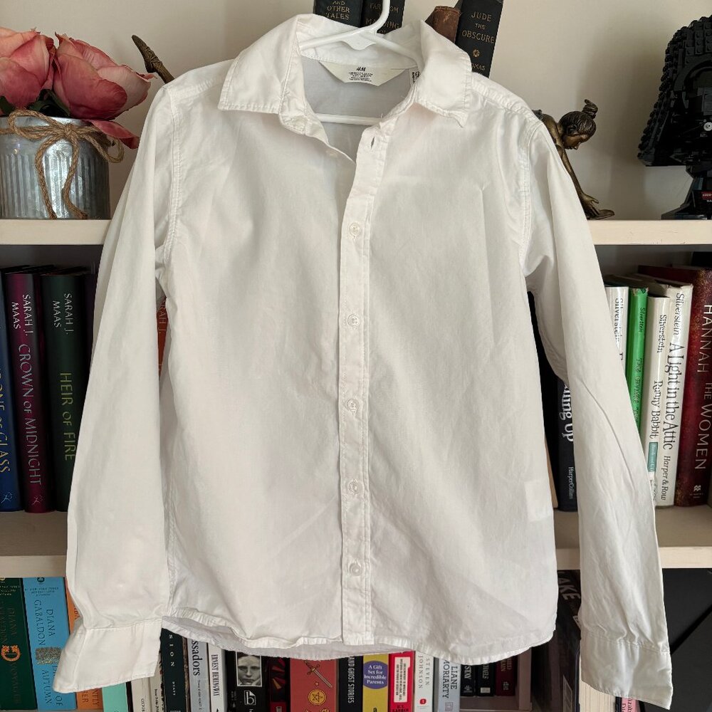 H&M Button-up White Shirt - Size US 8 Kids